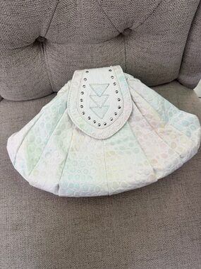 Pastel White Multicolor Pleated Women’s Shoulder Bag